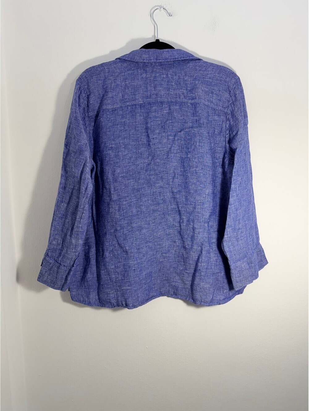 Foxcroft NYC 100% Linen Blue Button Front Shirt Blouse XXL - Picture 3 of 8